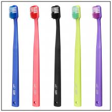 photograph of BioBrush toothbrushes in various colours