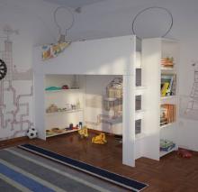 Photograph of Cubby House Bunk Bed With Open Shelves