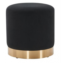 Round fabric ottoman with metal banding base
