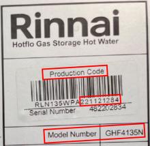 Product data label to show the Model Code and Production Code