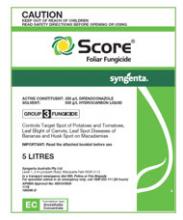 Photograph of Score Foliar Fungicide Front Label